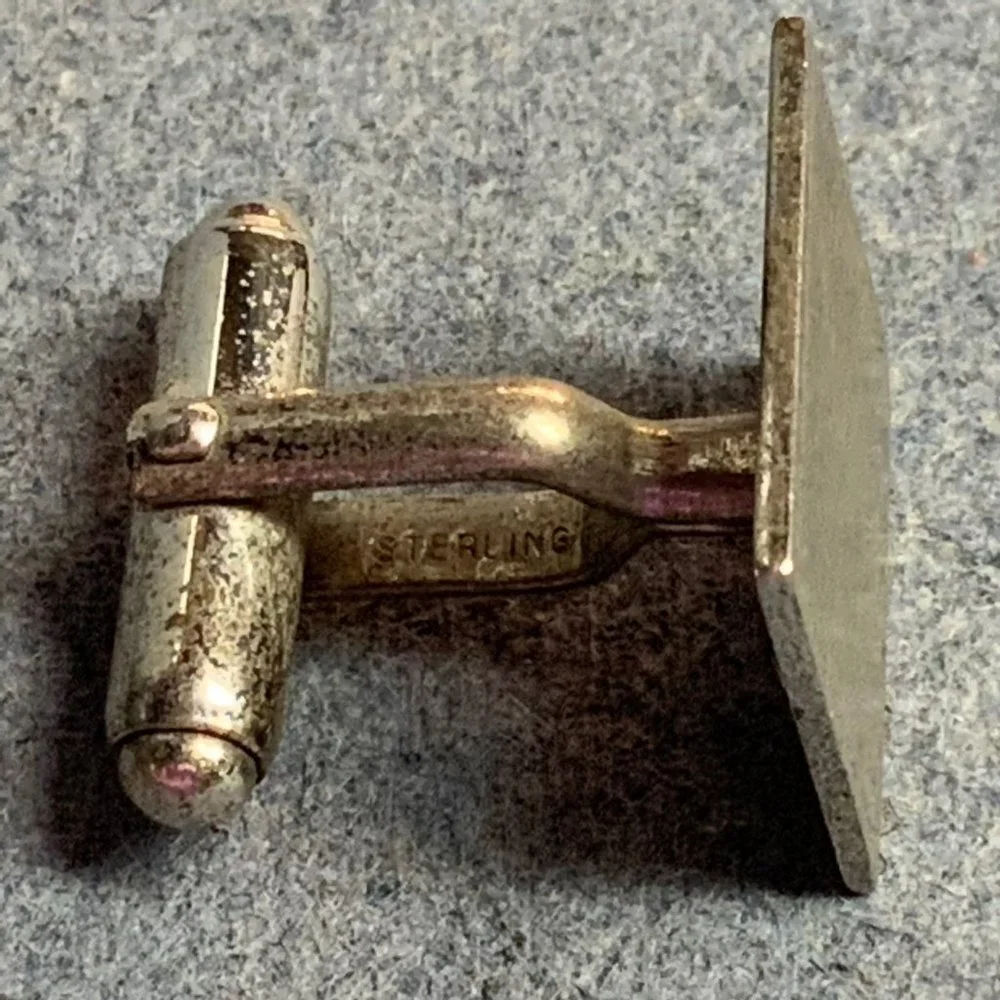 Sterling Silver Square Cufflinks As Is Mens Unisex Stamped Vintage Retro Classic